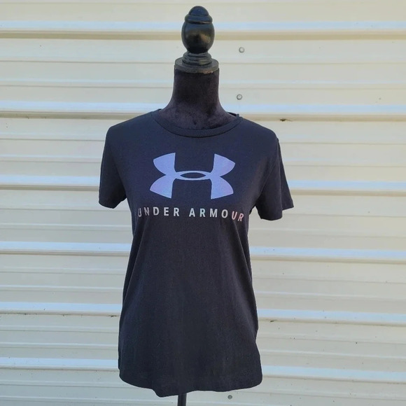 NWT Under Armour Women's Graphic Big Logo The Classic Tee Stretch sz Small S - Picture 1 of 12